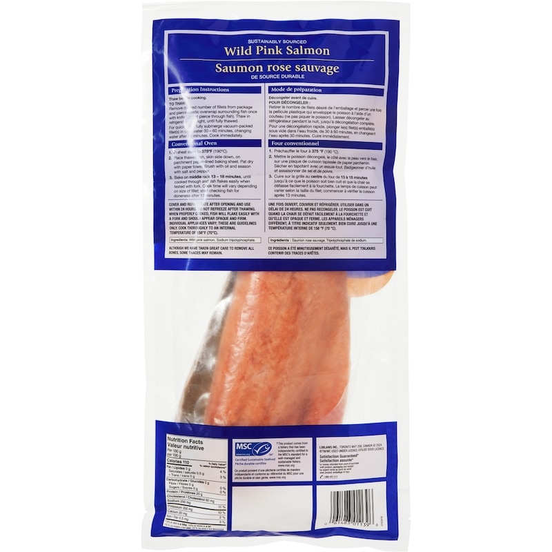 Wild Pink Salmon Fillet, Skin-On Boneless