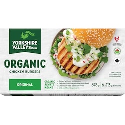 Yorkshire Valley Farms Organic Chicken Burgers – Original 0.678 kg, $2.95/100g