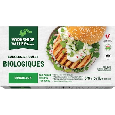 Yorkshire Valley Farms Burgers de poulet biologique - originaux 0.678 kg, 3,39 $/100g