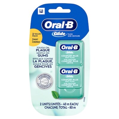 Oral-B Soie dentaire Pro-Santé Confort plus, paquet économique de 2 (40 chacun) 2 ea, 5,00 $/1ch