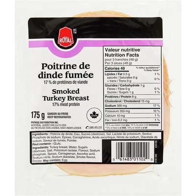 Royal Smoked Turkey Breast Slices 175 g, $2.29/100g