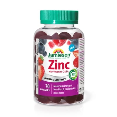 Jamieson Zinc Gummies With Vitamins C & D3 70 ea, $0.26/1ea