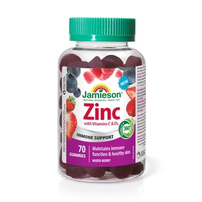 Jamieson Zinc Gummies Mixed Berry Flavour 70 ea, $0.28/1ea