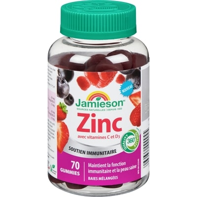 Jamieson Zinc gummies avec vitamines c et d3 70 ea, 0,30 $/1ch