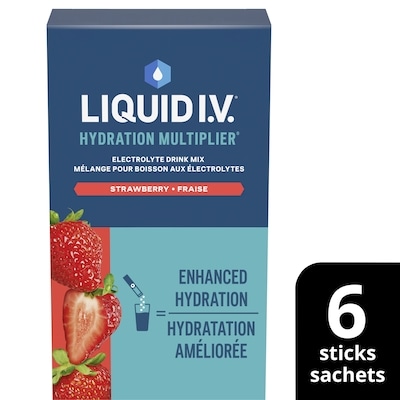Liquid I.V Boisson électrolyte fraise aux vitamines 6 ea, 2,83 $/1ch