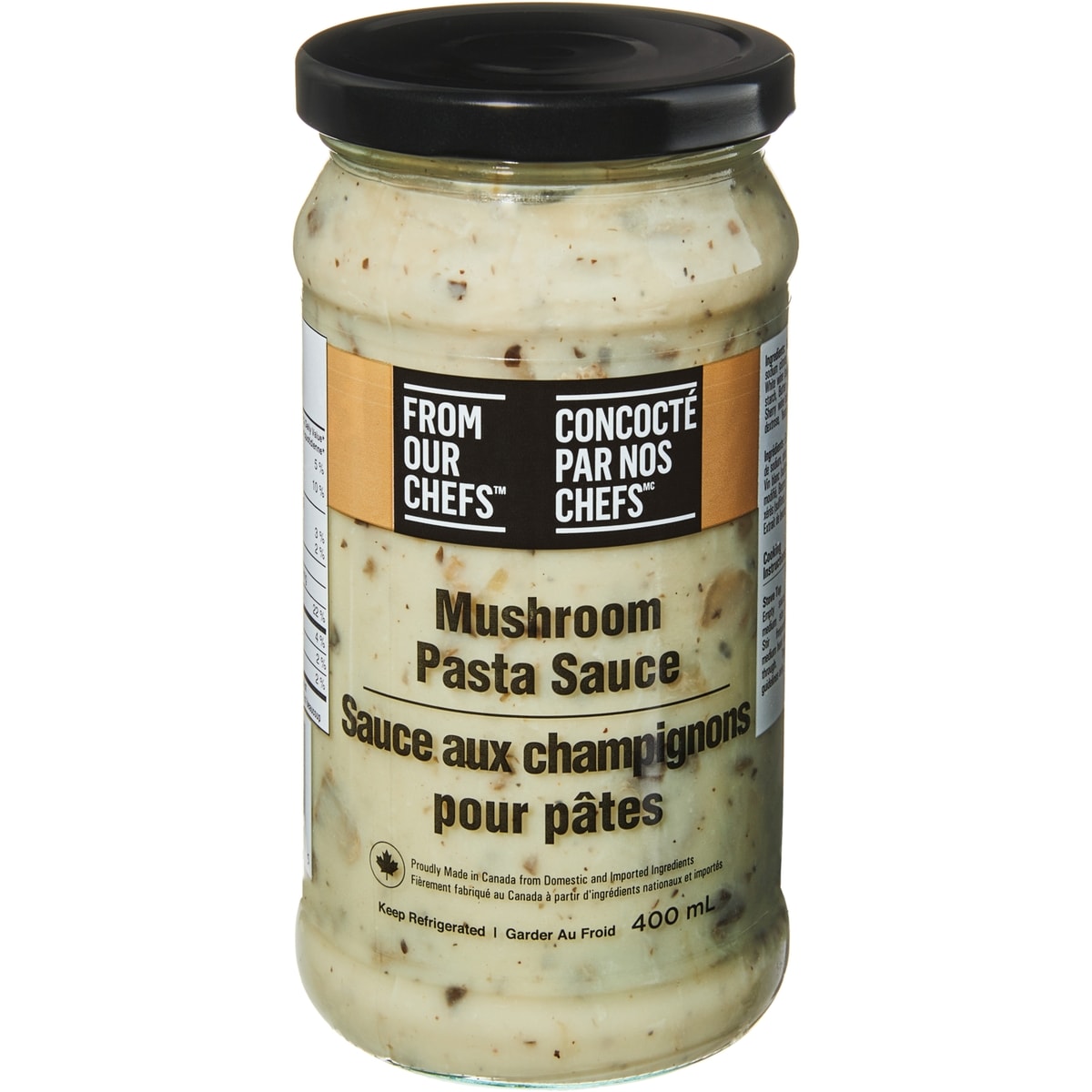 Concocté par nos chefs Sauce aux chanpignons pour pâtes 400 ml, 1,50 $/100ml