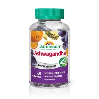 Jamieson Ashwagandha Stress Support Citrus Grape 60 ea, $0.38/1ea
