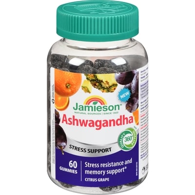 Jamieson Ashwagandha Stress Support Citrus Grape 60 ea, $0.38/1ea
