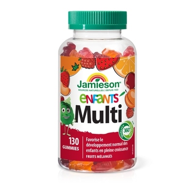Jamieson Gummies multvitamines pour les enfants, Fruits mélangés 130 ea, 0,18 $/1ch