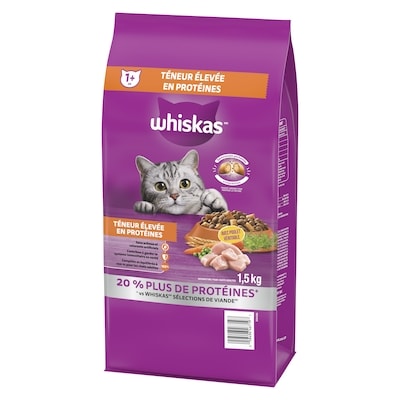 Nourriture sèche pour chats adultes teneur élevée en protéines avec poulet véritable