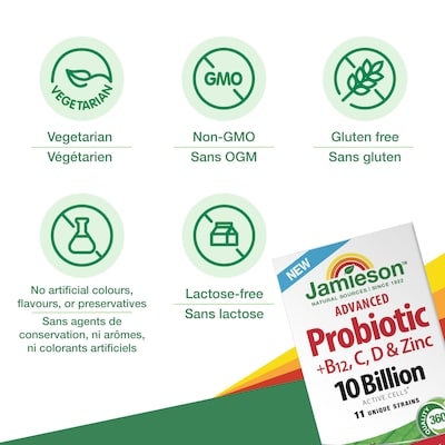 Advanced Probiotic + Vitamins B12, C, D, & Zinc Capsules