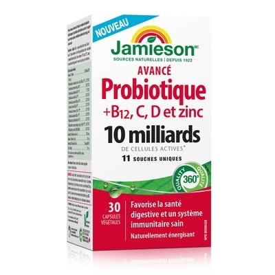 Jamieson Avancé probiotique + vitamine c, d, b12 et zinc 30 ea, 0,90 $/1ch