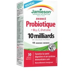 Jamieson Avancé probiotique + vitamine c, d, b12 et zinc 30 ea, 0,93 $/1ch