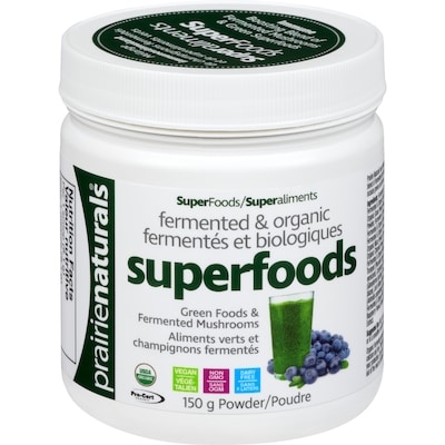 Prairienaturals Superfoods Green Foods & Fermented Mushrooms Powder Fermented & Organic 150 g, $26.66/100g