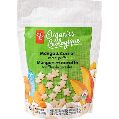 PC Biologique Soufflés de céréales Biologique, mangue et carotte 42 g, 7,12 $/100g