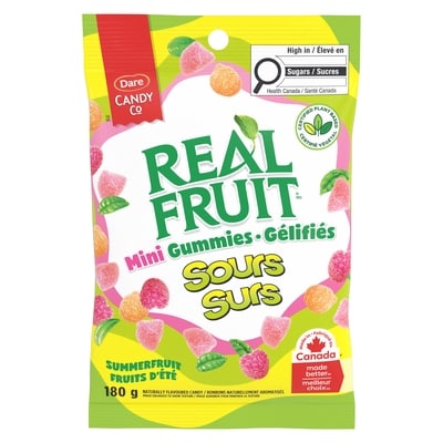 Dare Realfruit Sours minis éclat de fruits d’été gélifiés 180 g, 1,11 $/100g