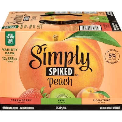 Simply Peach Alcoholic Malt Beverage Variety Pack (ID required at pick-up) 12x355.0 ml, $0.65/100ml