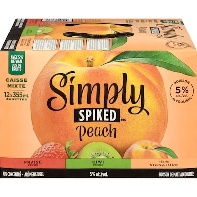 Simply Peach boisson de malt alcoolisée caisse mixte (Pièce d’identité requise au moment du ramassage) 12x355.0 ml, 0,65 $/100ml