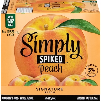 Simply Alcoholic Malt Beverage Signature Peach (ID required at pick-up) 6x355.0 ml, $0.73/100ml