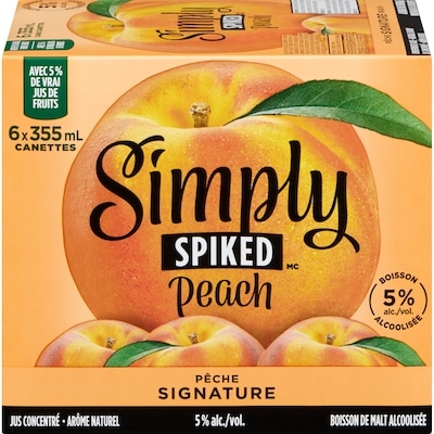 Simply Boisson de malt alcoolisée pêche signature (Pièce d’identité requise au moment du ramassage) 6x355.0 ml, 0,73 $/100ml