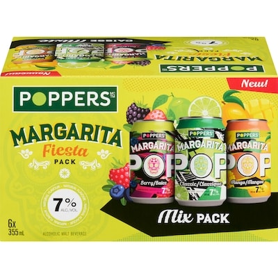 Poppers Alcoholic Malt Beverage Margarita Fiesta Pack Mix Pack (ID required at pick-up) 6x355.0 ml, $0.66/100ml
