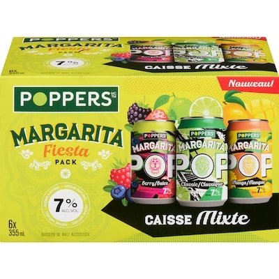 Poppers Boisson de malt alcoolisée margarita fiesta pack caisse mixte (Pièce d’identité requise au moment du ramassage) 6x355.0 ml, 0,66 $/100ml