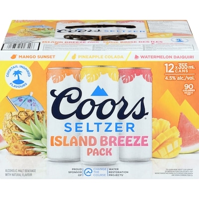 Coors Alcoholic Malt Beverage With Natural Flavour Island Breeze Pack (ID required at pick-up) 12x355.0 ml, $0.52/100ml