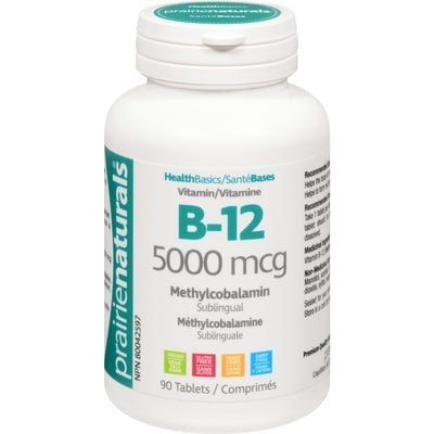 Prairienaturals Health Basics Tablets Vitamin B-12 5000 Mcg 90 ea, $0.31/1ea