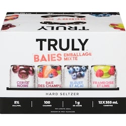 Truly Boisson de malt alcoolisée baies emballage mixte hard seltzer caisse (Pièce d’identité requise au moment du ramassage) 12x355.0 ml, 0,61 $/100ml