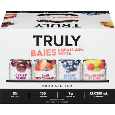 Truly Boisson de malt alcoolisée baies emballage mixte hard seltzer caisse (Pièce d’identité requise au moment du ramassage) 12x355.0 ml, 0,61 $/100ml