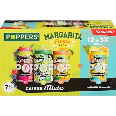 Poppers Boisson de malt alcoolisée margarita fiesta pack caisse mixte (Pièce d’identité requise au moment du ramassage) 15x355.0 ml, 0,45 $/100ml