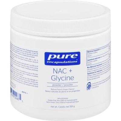 Pure Encapsulations Nac + Glycine Powder Natural Peach Ginger Flavour 1 ea, $36.99/1ea