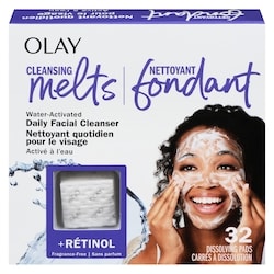 Cleansing Melts + Retinol Face Cleanser, 32ct, Water-Activated Face Wash Cleans, Tones, and Refreshes Skin
