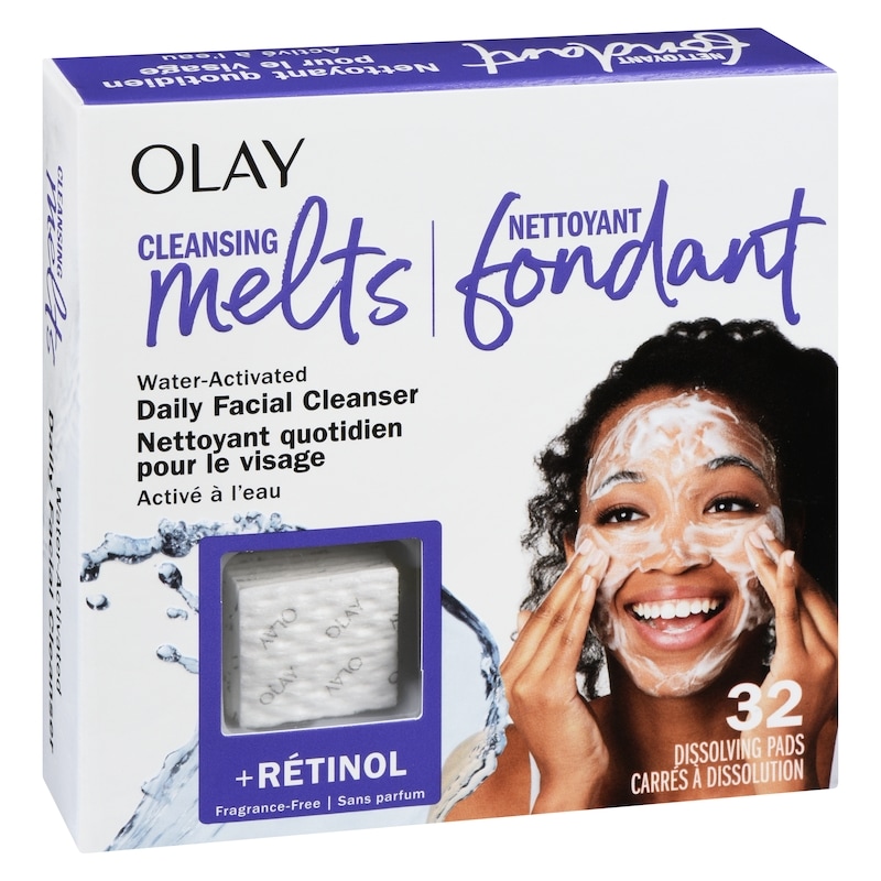 Cleansing Melts + Retinol Face Cleanser, 32ct, Water-Activated Face Wash Cleans, Tones, and Refreshes Skin