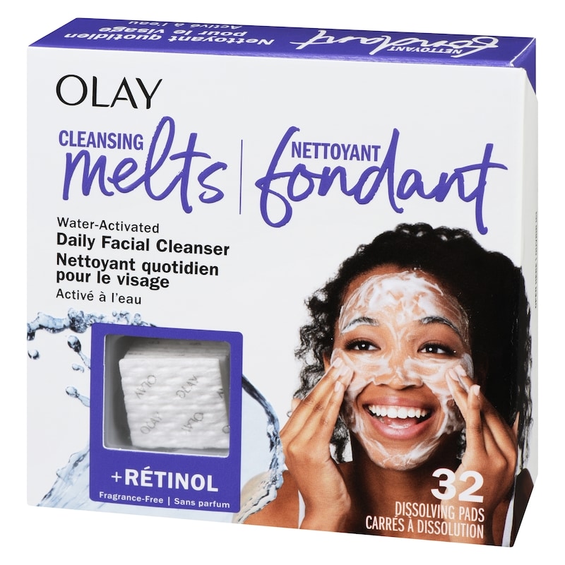 Cleansing Melts + Retinol Face Cleanser, 32ct, Water-Activated Face Wash Cleans, Tones, and Refreshes Skin