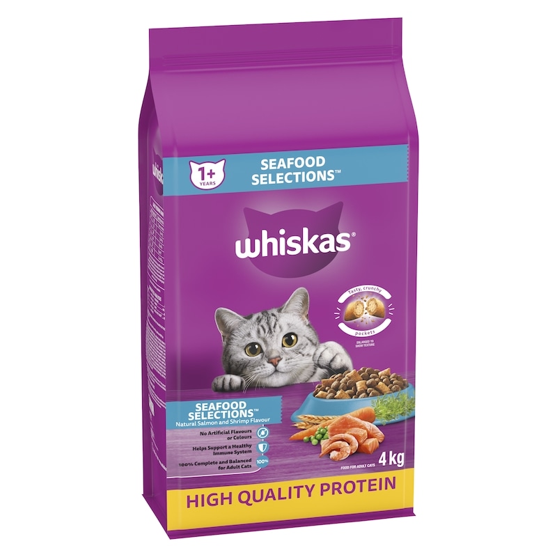 Adult Dry Cat Food Seafood Selections With Natural Salmon And Shrimp Flavour
