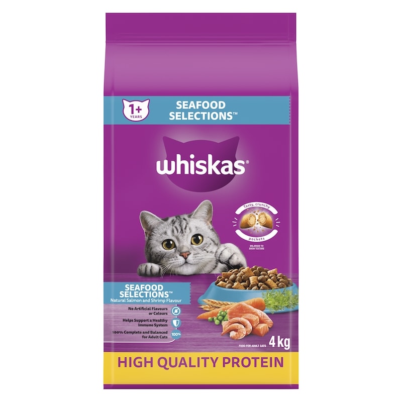 Adult Dry Cat Food Seafood Selections With Natural Salmon And Shrimp Flavour