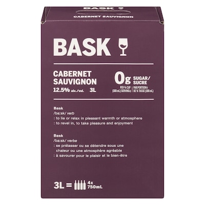 BASK Cabernet sauvignon (Pièce d’identité requise au moment du ramassage) 3000 ml, 1,80 $/100ml