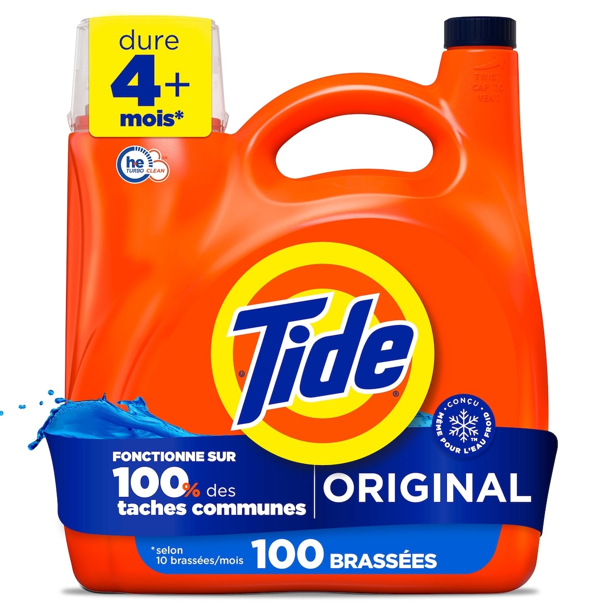 Tide Détergent à lessive liquide, parfum Original, compatible avec les laveuses HE, 100brassées 3.9 l, 0,74 $/100ml
