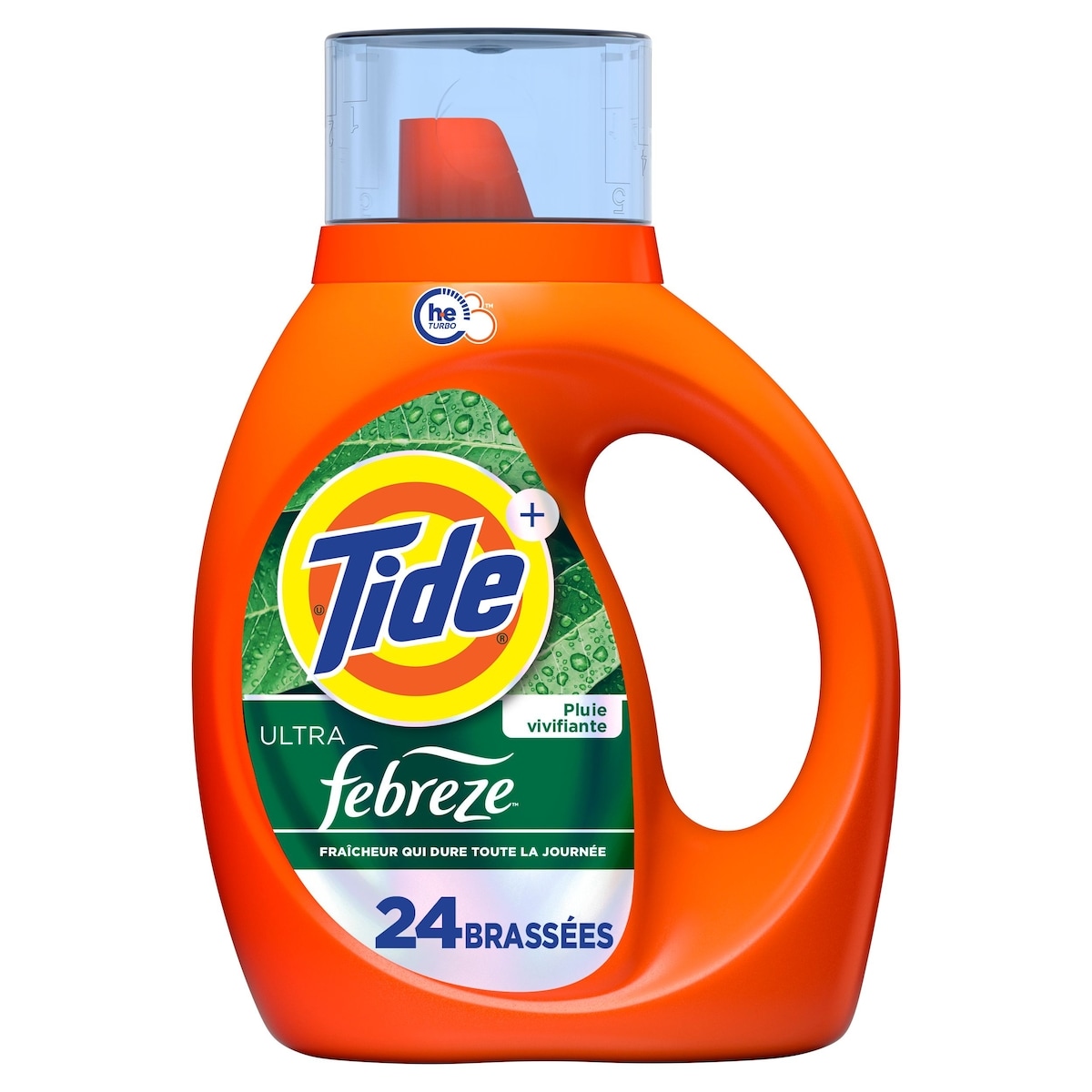 Tide Détergent à lessive liquide Plus fraîcheur HE Turbo Clean, parfum Pluie vivifiante, 24 brassées, 1 L (34 oz liq.) 1 l, 0,70 $/100ml