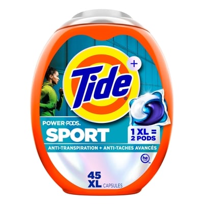 Tide Détergent à lessive Power Pods avec Sport, 45 capsules 45 ea, 0,44 $/1ch