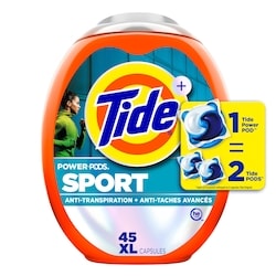 Tide Capsules de détergent à lessive Power Pods avec Sport, fraîcheur avec Sport Odor Defense, 45 unités 45 ea, 0,49 $/1ch