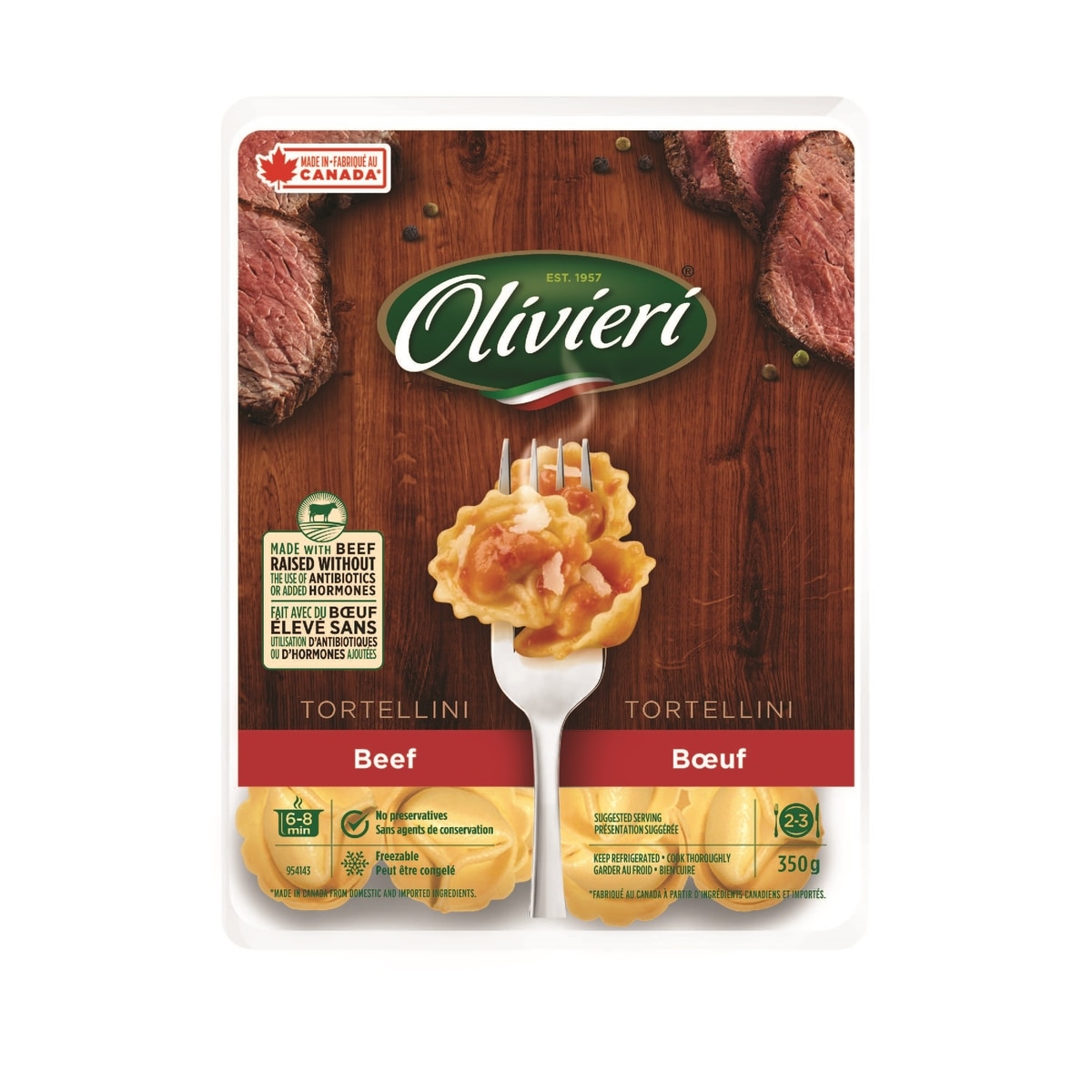 Olivieri Tortellini Beef 350 g, $2.00/100g