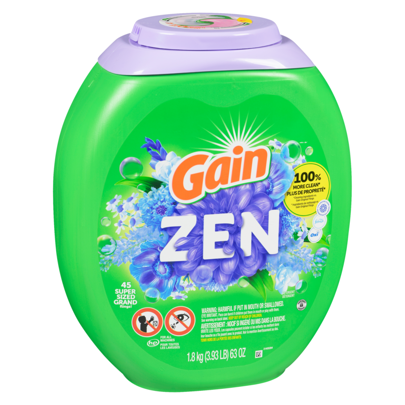 Super Sized Flings Laundry Detergent Pacs, Zen, 3-in-1 Detergent Pacs with and Oxi, 45 Count