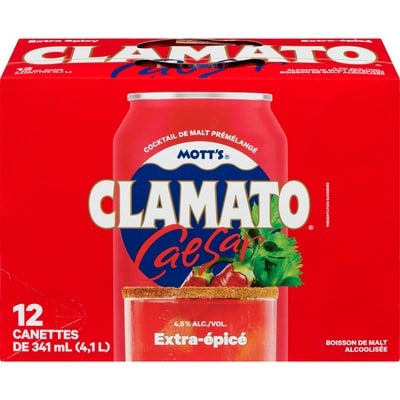 Mott’s Caesar boisson de malt alcoolisée extra-épicé (Pièce d’identité requise au moment du ramassage) 12x341.0 ml, 0,59 $/100ml