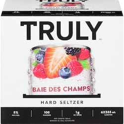 Truly Boisson de malt alcoolisée baie des champs hard seltzer caisse (Pièce d’identité requise au moment du ramassage) 6x355.0 ml, 0,70 $/100ml