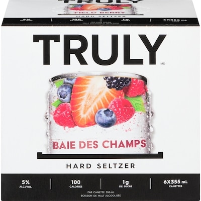 Truly Boisson de malt alcoolisée baie des champs hard seltzer caisse (Pièce d’identité requise au moment du ramassage) 6x355.0 ml, 0,70 $/100ml