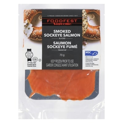 Foodfest Supreme Smoked Sockeye Salmon Sliced 70 g, $11.43/100g