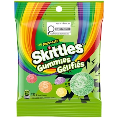 Skittles Sour Gummies Chewy Candy 130 g, $2.15/100g