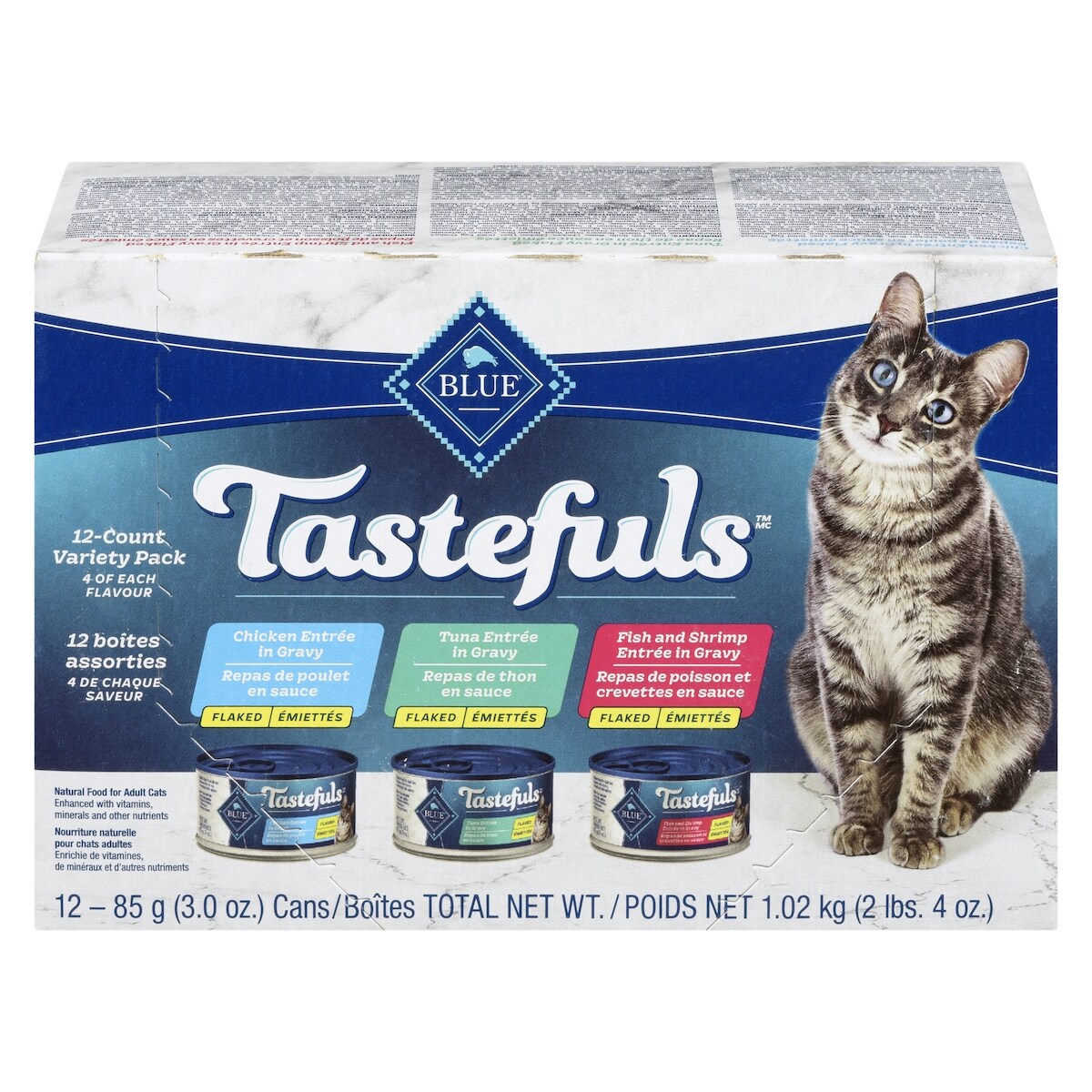 Blue Buffalo Tastefuls nourriture naturelle pour chats adultes en pâté 12 boîtes assorties 1.27 kg, 1,26 $/100g
